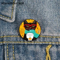 autumn pumpkin coffee cat pin custom funny brooches shirt lapel bag cute badge cartoon cute jewelry gift for lover girl friends