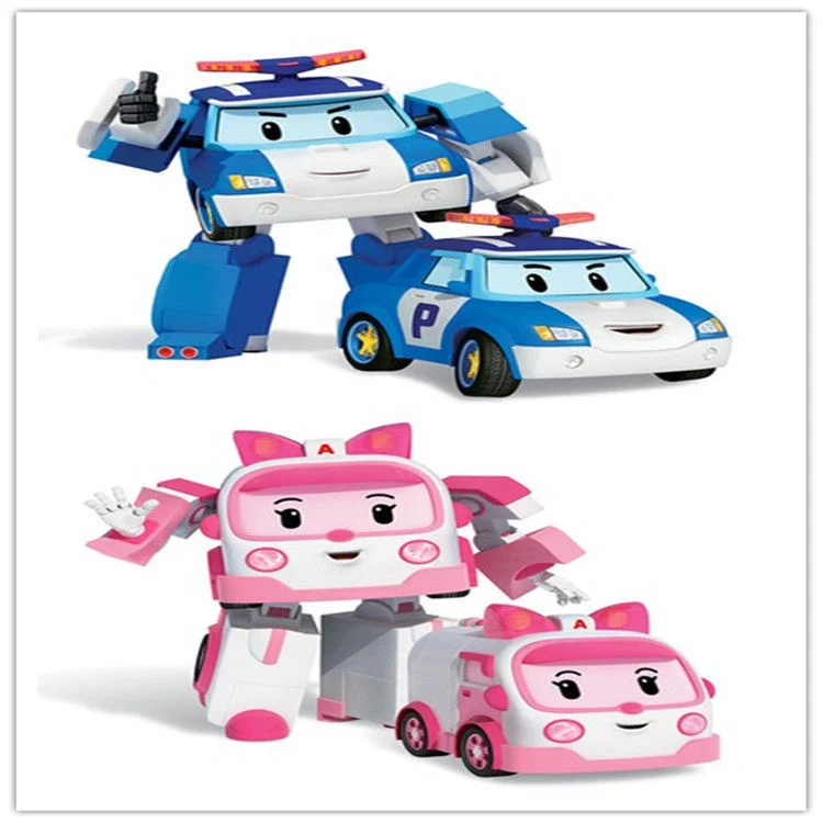 6pcs/Set Robocared Poli Transformation Robot Poli Amber Roy Korea Toys Car Model Anime Action Figure Toys For Children Best Gift images - 6