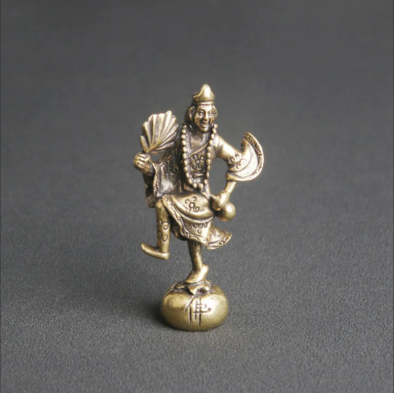 Antique Brass Living Buddha Jigong Bronze Statue Desktop Ornament Bronze Statue Crafts Collection