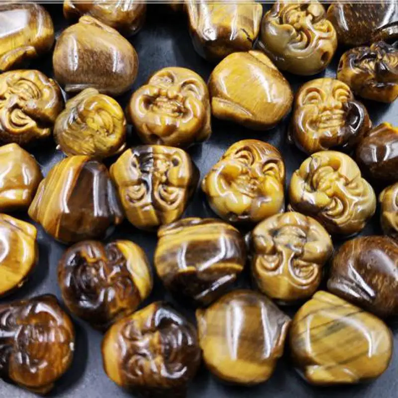 

Бусины в форме головы Будды для изготовления ювелирных изделий «сделай сам», кристаллы тигров, Исцеляющие камни для ожерелья, серег, браслета, 20 мм