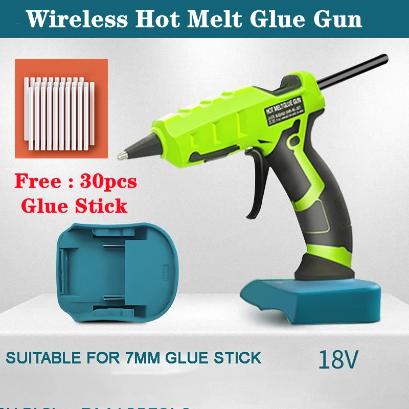 

Электрический термоклеевой пистолет, беспроводной пистолет мощностью 50 Вт для Makita, 18 в, с клеевым стержнем 7 мм, 30 шт.