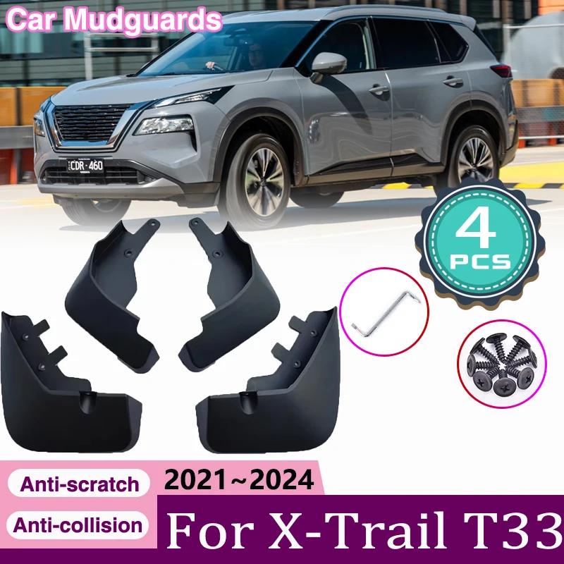 

Брызговики переднего и заднего колеса автомобиля для Nissan X-Trail T33 2021 2022 2023 2024 Rogue Mudguard Splash Guard Fender Mudflap Accessories