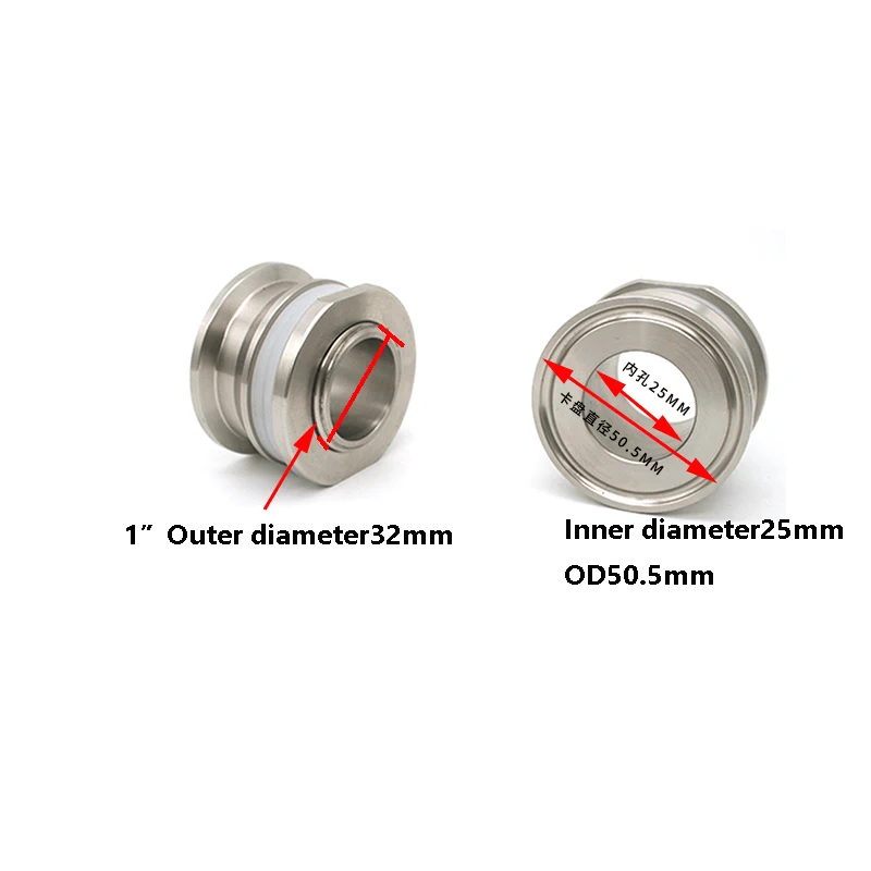 

Tri-clamp Adapter OD50.5 * DN25(32mm) External Thread With Silicone Gasket Or Nut Stainless Steel