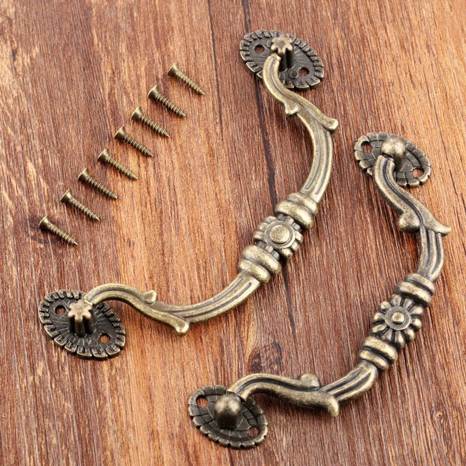 

2Pcs Retro Wooden Wine Gift Box Handles Pulls Knob Vintage Furniture Fittings for Drawer Cupboard Kitchen Hardware with Screws