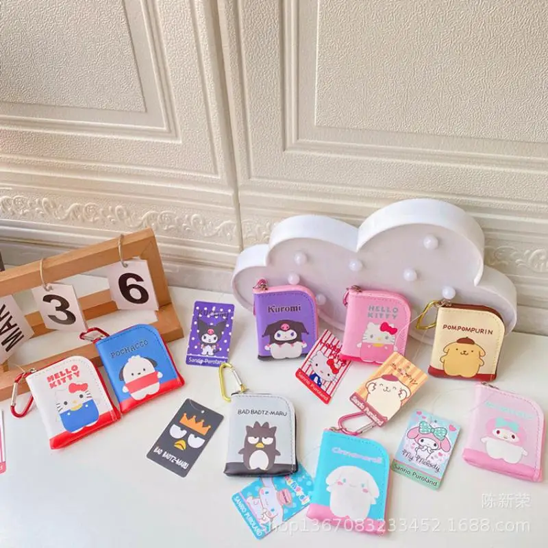 

Мультяшный Sanrioed Kuromi Kawaii брелок-Кошелек для монет Cinnamoroll My Melody кожаная молния многофункциональная сумка для хранения небольшие подарки