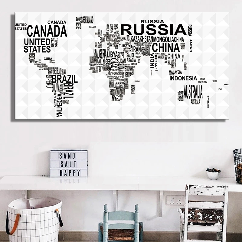 Карта мира по имени декоративные картины плакаты и принты настенная Картина на