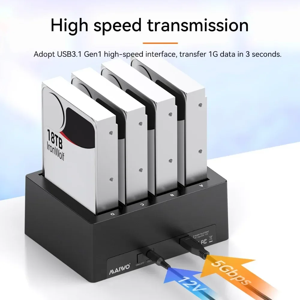 Корпус для 4-х отсеков жесткого диска MAIWO USB 3.1 Type-C внешний многодиапазонный 2 5 и 3
