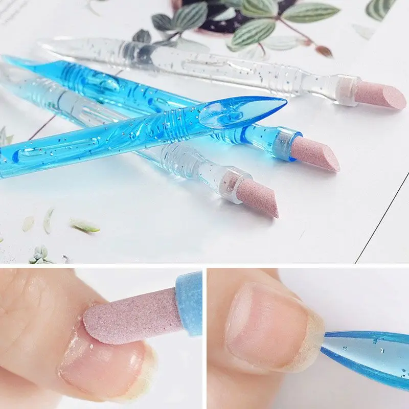 

1PC Portable Quartz Grinding Pen Nail Cuticle scissors Dead Skin Remover Nail Polish Manicure Stick Nail Files accessories tool