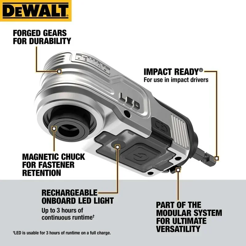 Фото DEWALT DWALRAFT FLEXTORQ ®   Модульная прямоугольная насадка с подсветкой, зарядка через USB, светодиодная аккумуляторная дрель, аксессуары для электроинструментов №2