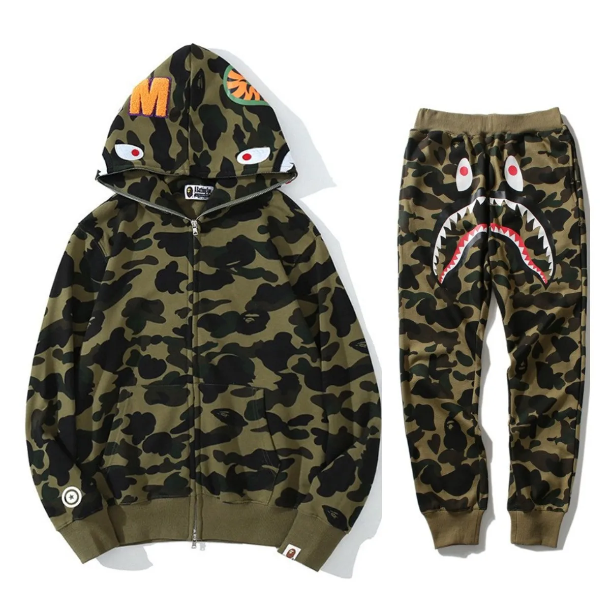 

Sudadera con capucha y pantalones para hombre y mujer, chándal de 2 piezas con estampado de dibujos animados en 3D, Hip Hop, pri