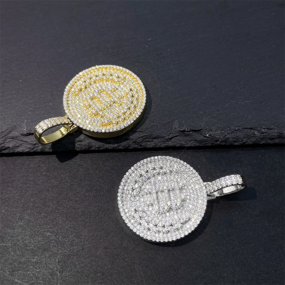 Moissanite S925 Silver Bitcoin Pendant Necklaces For Men Real Diamond Necklace Women Jewelry Pass Tester
