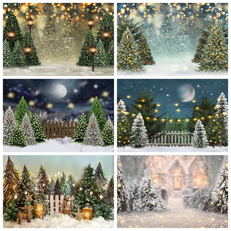 Купи Mocsicka Winter Forest Photo Background Snow Scene Photo Christmas Tree Photography Backdrop Studio Photography Props за 304 рублей в магазине AliExpress