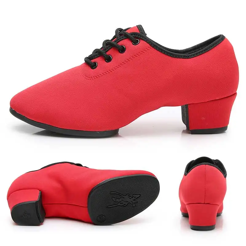 Modern Latin Dance Ballroom Shoes Oxford Cloth Shoes Latin Dance Shape Training Ladies Shoes Breathable Soft Shoes fro Women