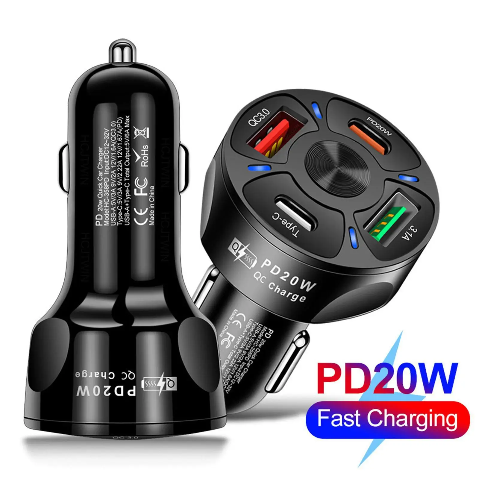 

PD 20W Car Charger For iPhone 14 Pro Max iPad Mi 12 QC 3.0 3.1A USB Type C Phone Fast Charger in Auto for Oneplus Samsung