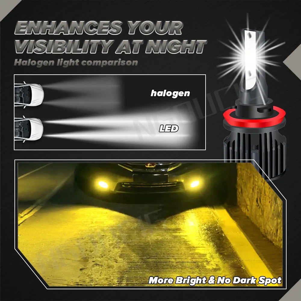 NGOUCIG 2 шт. H3 H8 H11 Светодиодные противотуманные фары 881 H1 H4 9003 HB2 H7 H27 880 9005 9006 HB3 HB4 H16