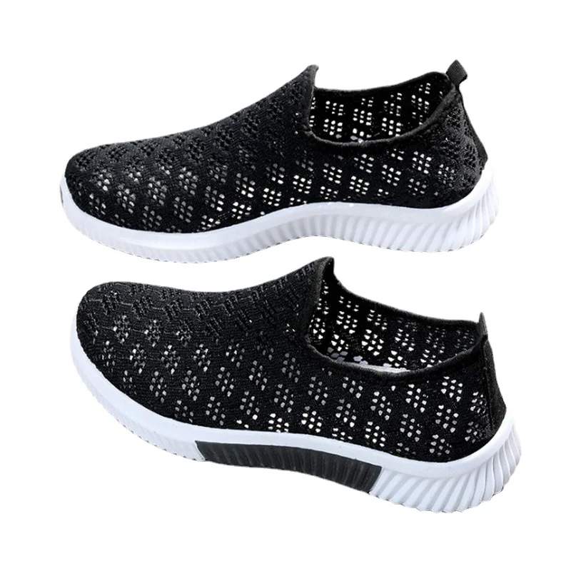 Ladies Casual Mesh Light Comfortable Women Shoes Breathable Hollow Sports Walking Sneakers Casual Flat Women's Solid Shoes 2023