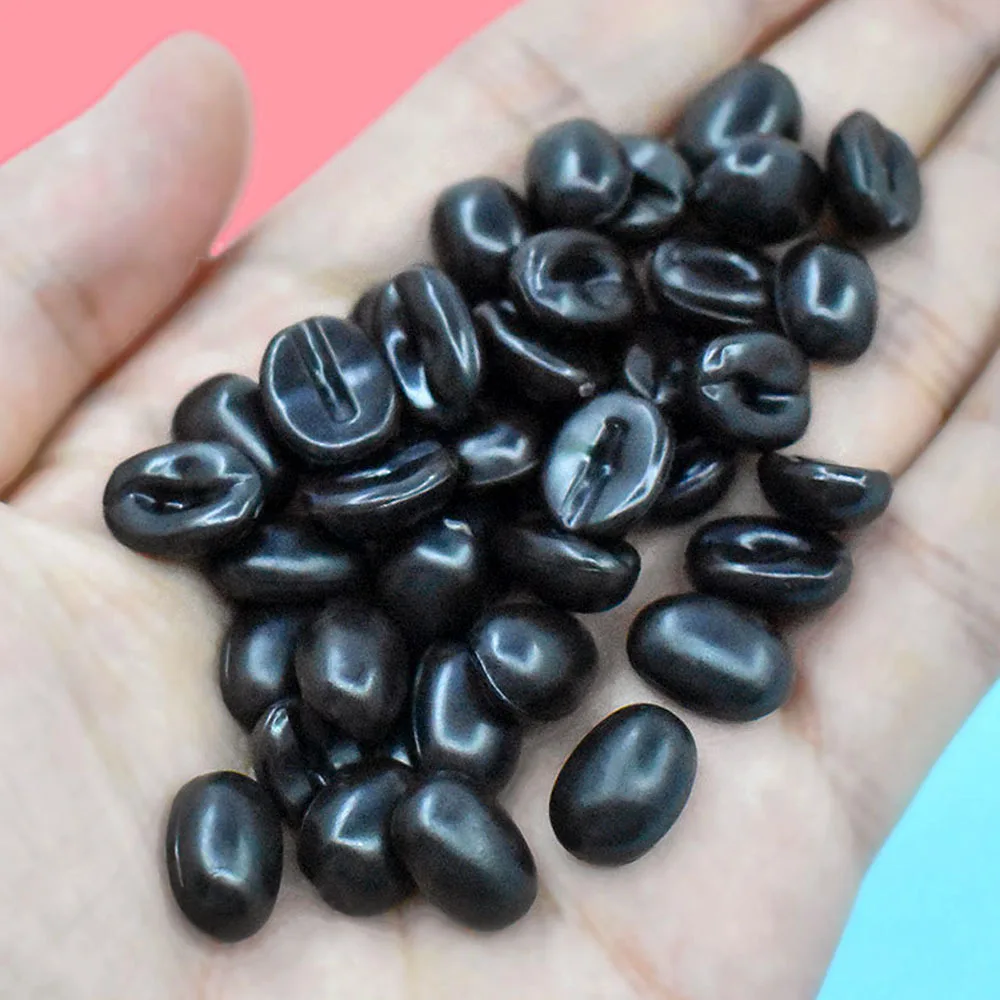 

100Pcs Simulation Miniature Coffee Beans Flatback Resin Cabochon Fake Food Scrapbooking Craft DIY Phone Decoration Accessories