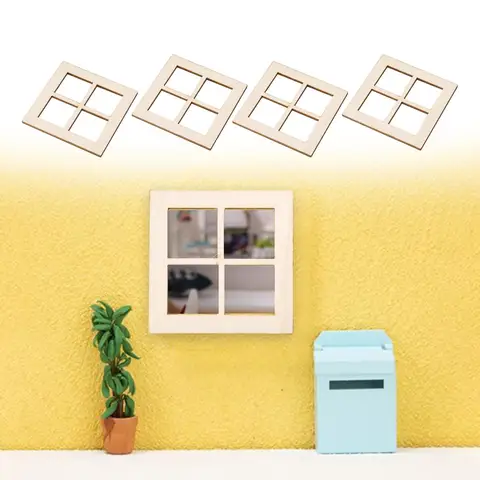 4 шт. Миниатюрные деревянные окна для кукольного домика perfeclan 1/12