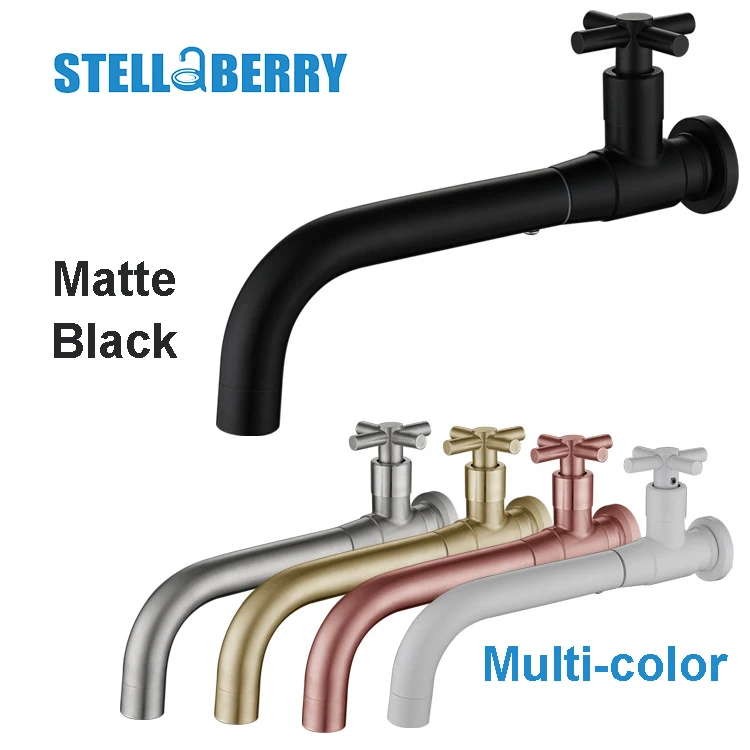 

Brushed Golden Faucet Deck Wall Mounted Basin Faucet Single Cold Tap Bathroom Sink Tap 304 Stell Stainless Black White Water Gun