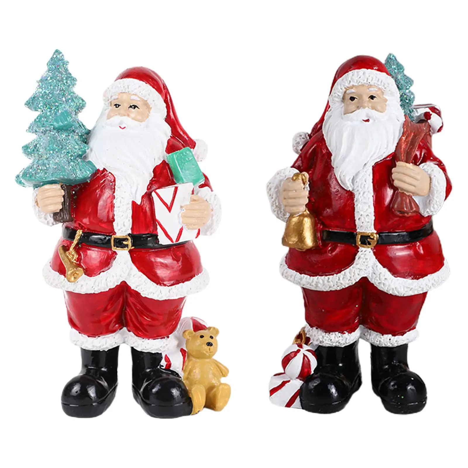 

Resin Santa Claus Figurine Statue Collectible Ornament Sculpture Santa Doll for Home Living Room Holiday Decoration Gift