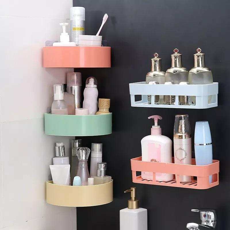 

Shelf Organizer Toilet Adhesive Shampoo Gel Storage Basket Decoration Bathroom Corner Shower Shelf Rack Accessories
