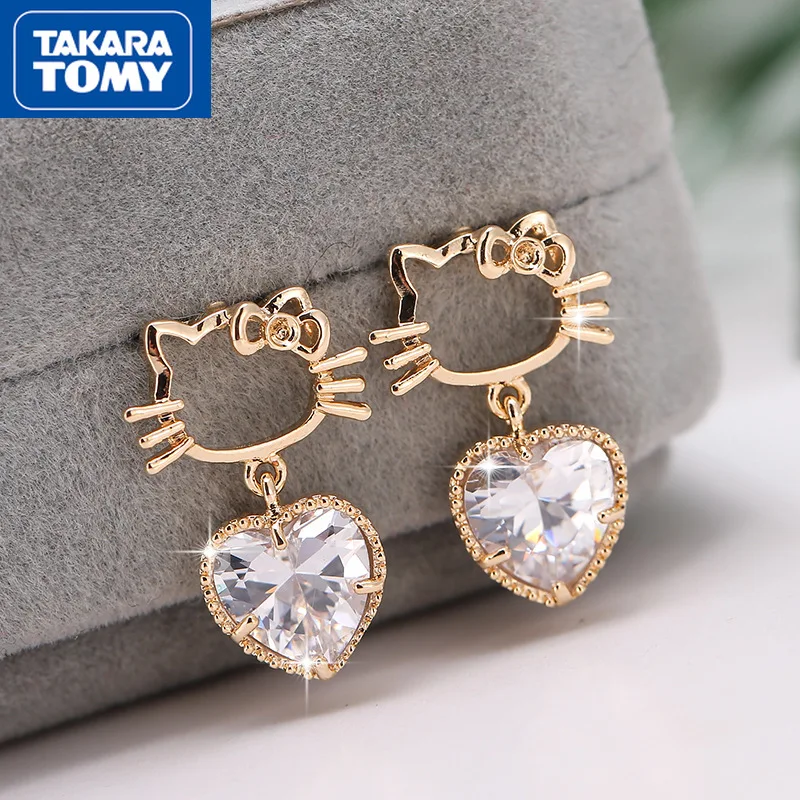 

TAKARA TOMY женские новые Мультяшные Серьги Hello Kitty темпераментные циркониевые серьги милые серьги с искусственным жемчугом