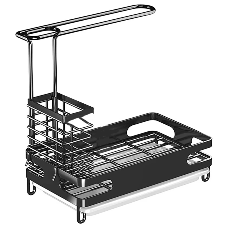 

Органайзер для горячей раковины, держатель для губки, держатель для щетки, держатель для посуды, вешалка для кухонной раковины, черная столе...