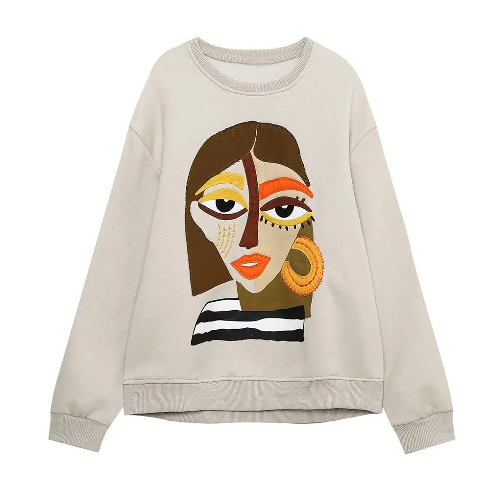 

DiYiG Women's 2022 New Fashion Print Pullover Hoodie Loose O-Neck Long Sleeve Top Casual Streetwear Sweatshirt Autumn Clothes