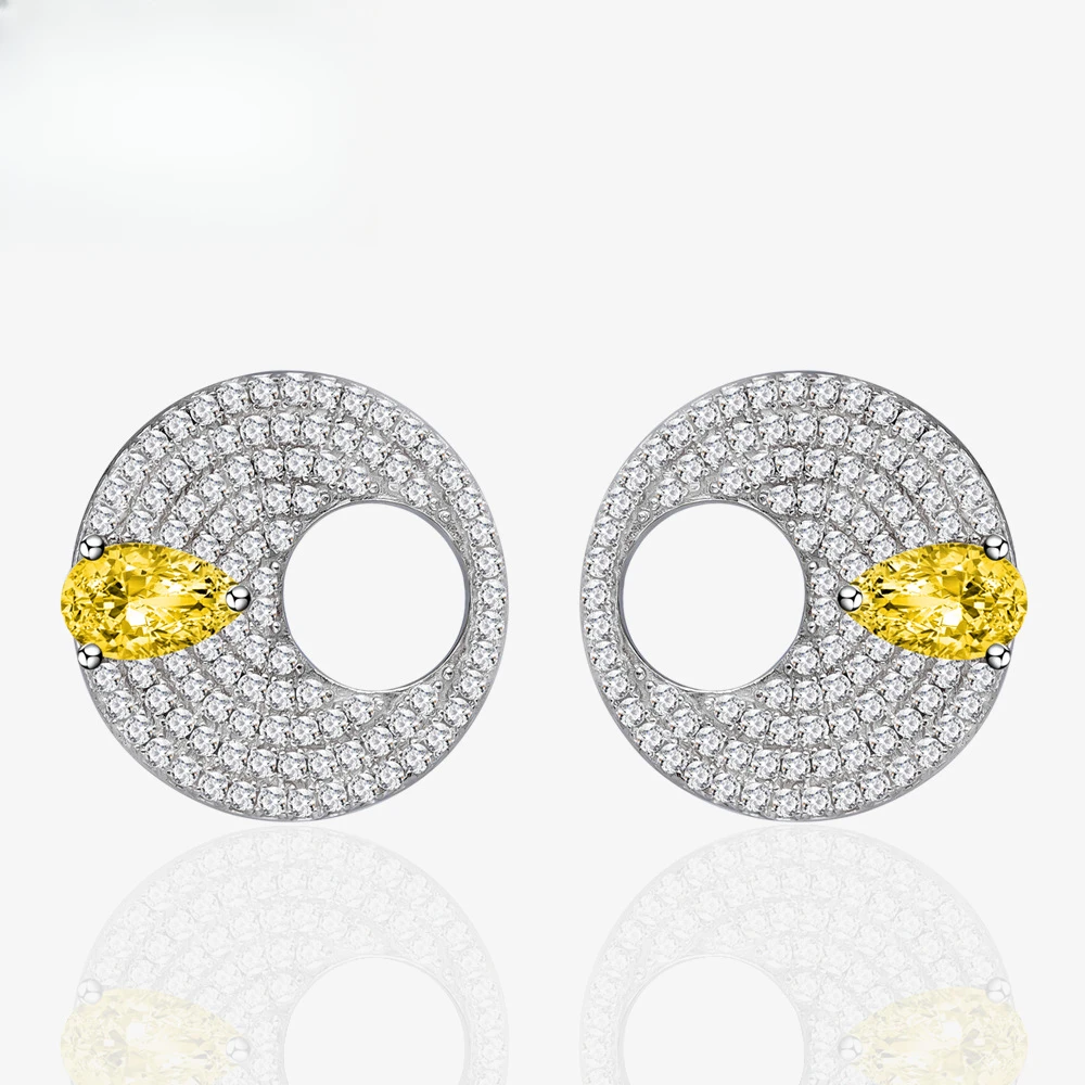 Серьги с круглым торт и бриллиантами темпераментные оптовые серьги из чистого