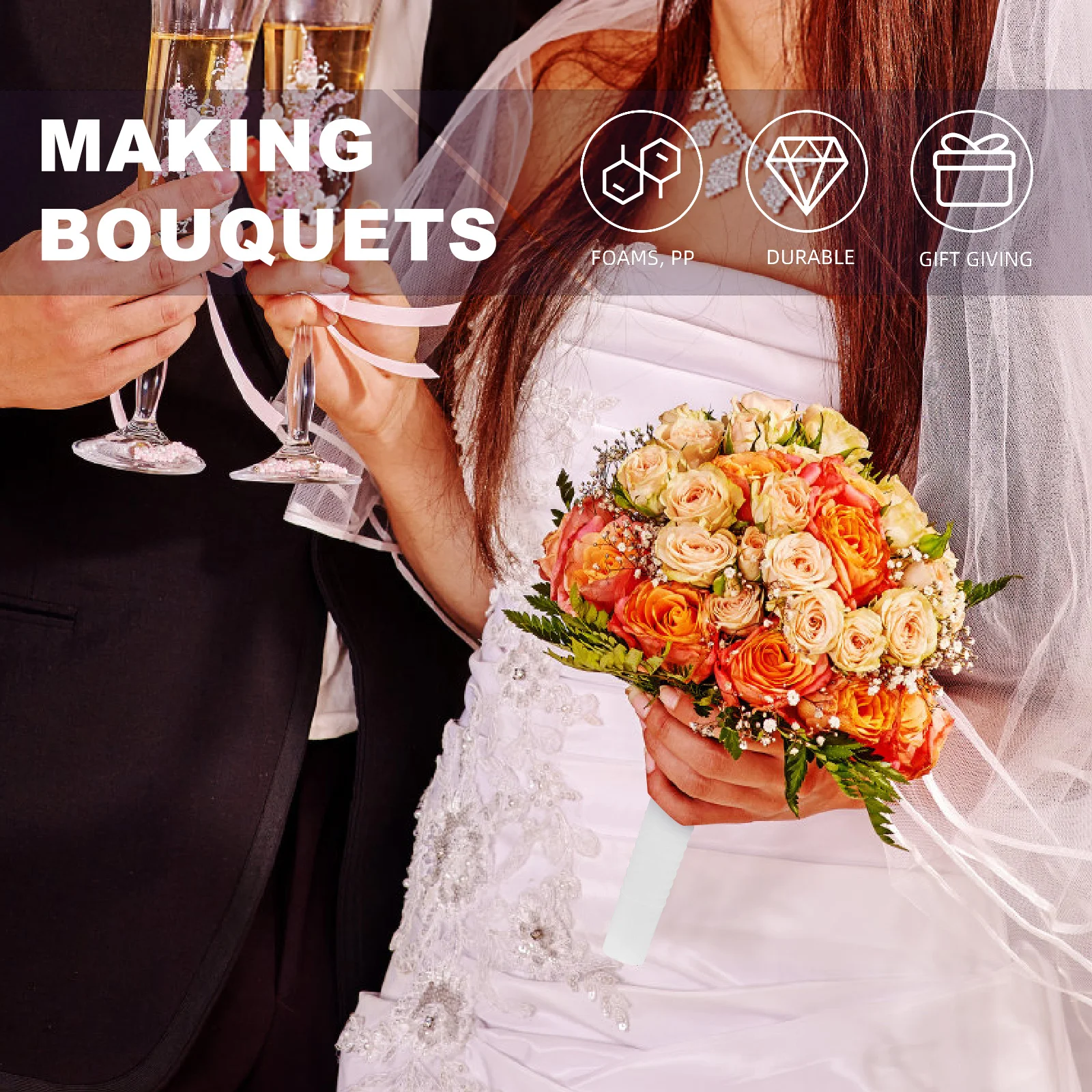 2 комплекта держателей для букетов цветочные ручки невесты пенопласт свадебные