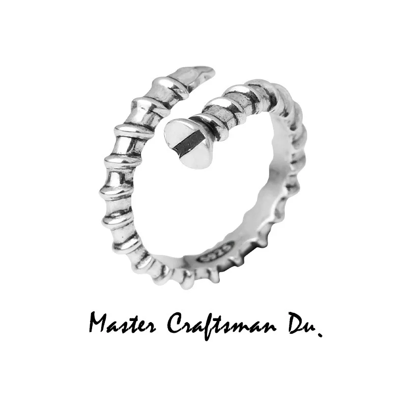 

Creative Design Screw Nail Punk Index Finger Silver-Plated Open Ring Personality Ladies Alternative Domineering Hip-Hop Jewelry
