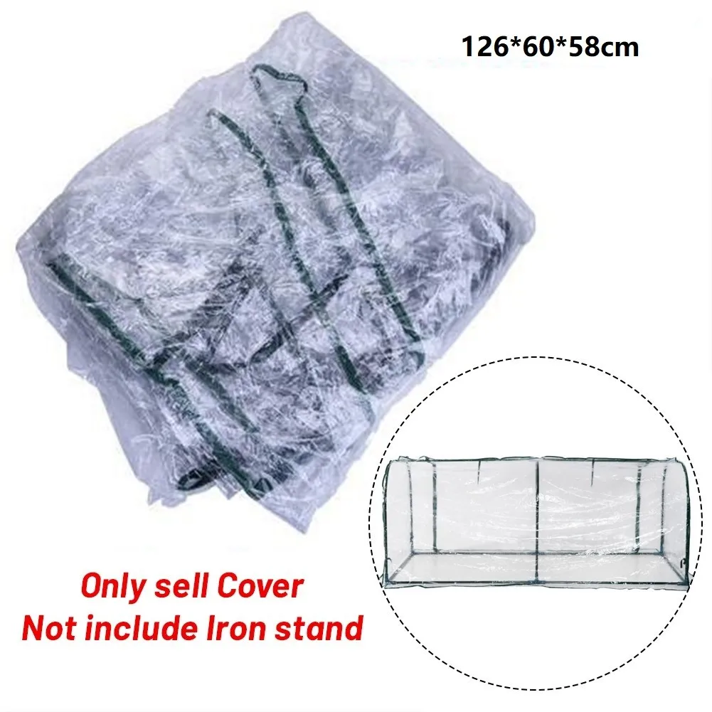 

120X60X50CM Transparent PVC Tunnel Greenhouse Grow House Water-resistant Plastic Covering Greenhouse Cover Roll-up Zippered Pads