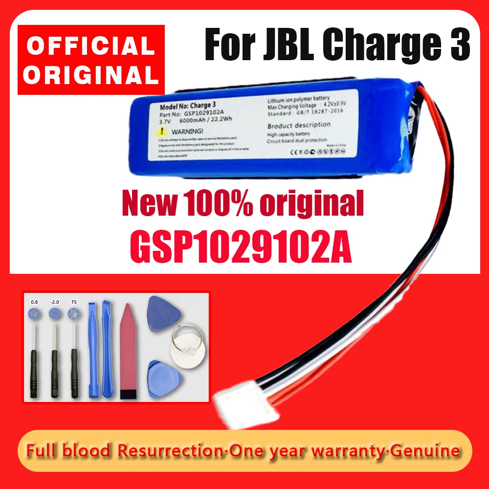 

Original New 3.7V 6000mAh Battery GSP102910A CS-JML330SL Rechargeable Battery Pack for JBL Charge 3 Bateria Batteries + Tools