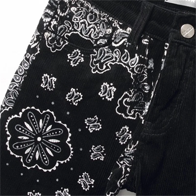EH·MD® Hand Embroidered Jeans Men National Style Pattern Personality Cotton High Elastic Slim Trousers 3D High Street Wash 2023