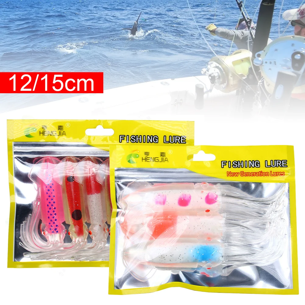 

12/15cm Soft Squid Jig Fishing Lures For Sea Fishing Trolling Wobbler Bait Saltwater Freshwater Bait Fishing Tackle Accessories