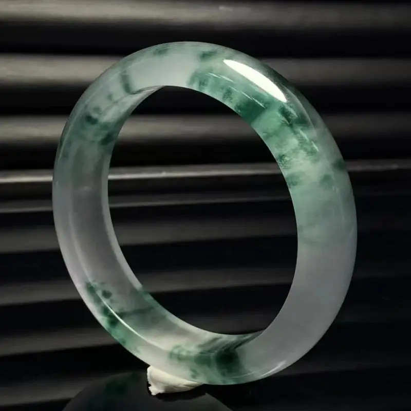 

Genuine High Ice Grade A Myanmar Jadeite With Certificate Natural Stone Floating Flower Burma Jade Bangles Women Fine Jewelry