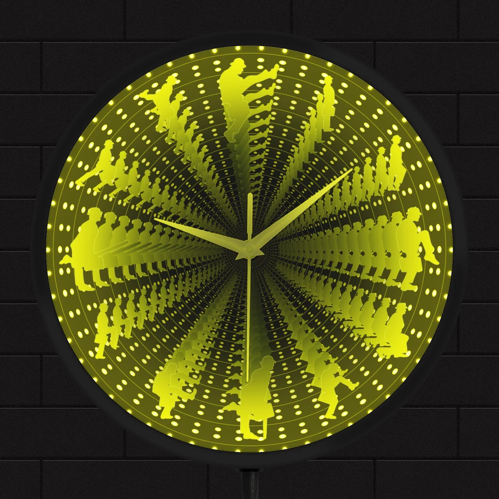 Ministry of Silly Walks RGB Infinity Mirror Clock Endless Space Graphic British Comedy Pop Culture Home Decor Clock Glow In Dark