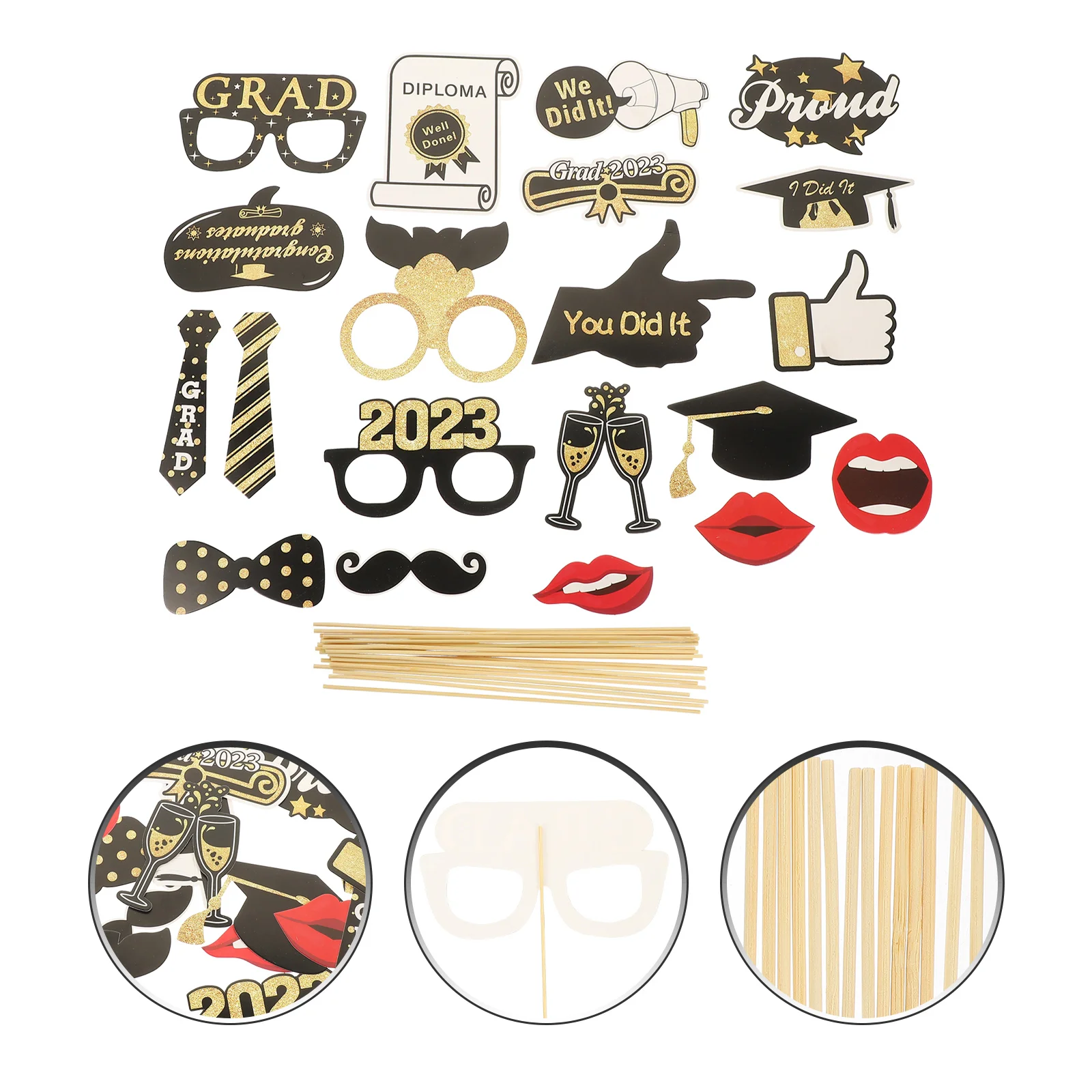 

20 Pcs Graduation Photo Props Makeup Supplies Party Photobooth Ornament Decor Paper Funny Season