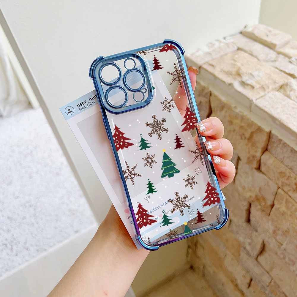 Christmas Cute Animals Plating Case For Infinix Hot 40i 30 30i 10s 9 Play Smart 8 7 Note 40 Spark Go Shockproof Anti-Fall Cover
