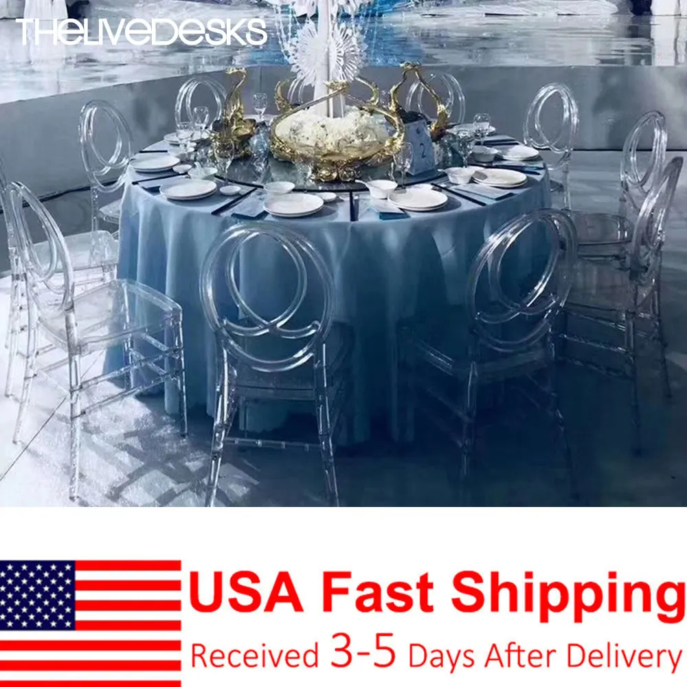 

Thelivedesks 4 Units Modern Clear Acrylic Plastic Side Accent Dining Chiavari Chair Armless for Elegant Party Event Wedding