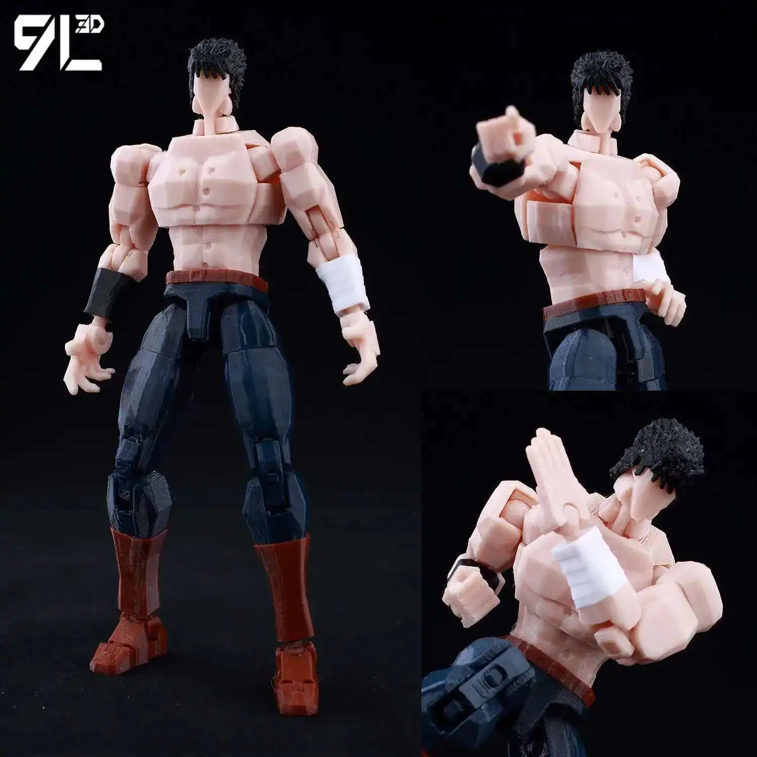Фото Фигурка Kenshiro без рубашки с принтом 9L3D, многошарнирная позаковая аниме-модель, кулак Северной звезды №1