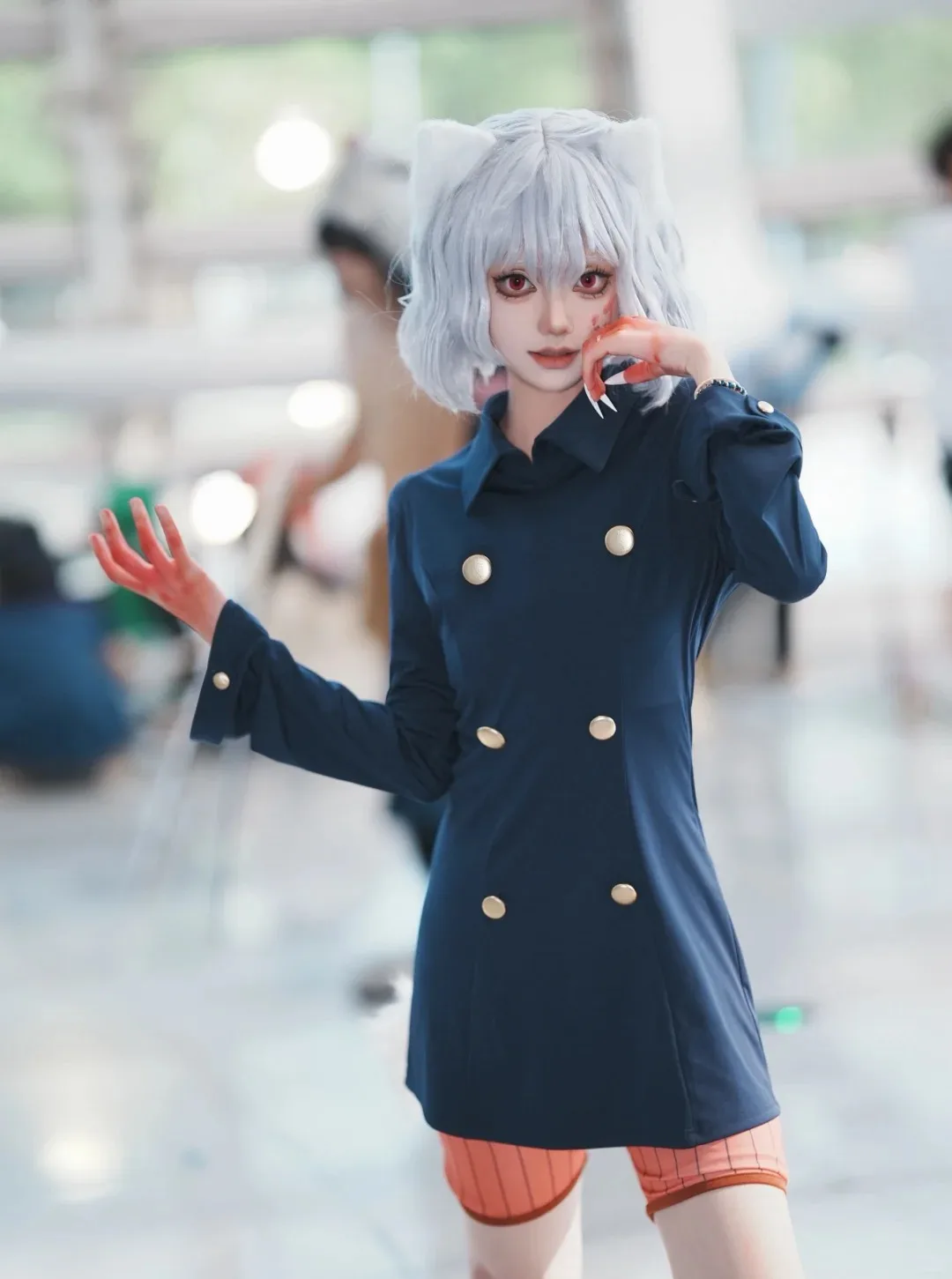 Фото Костюм для косплея Неферпиту из аниме Hunter × Hunter: топ, брюки, носки, парик, полный комплект, наряд кошки на Хэллоуин, для ролевых игр, для женщин №4