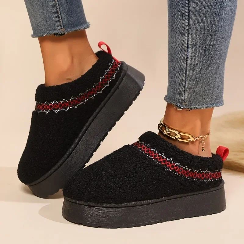 Женские плюшевые ботинки на толстой подошве