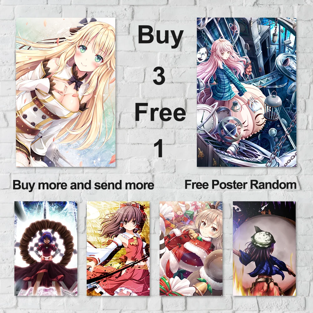 

Manga Girl Custom Print Poster Anime Canvas Painting Modern Style Mural Picture Living Room Home Decoration With Painting Gifts