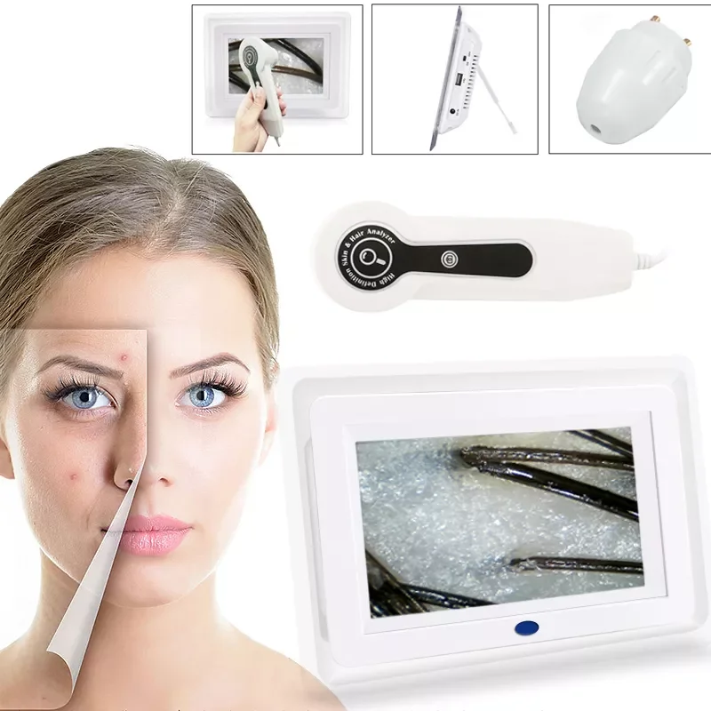 7 Inch Rechargeable Scalp Hair Follicle Oil Moisture Magnifying Detector Analyzer Skin Pigment Tester Hair Treatment