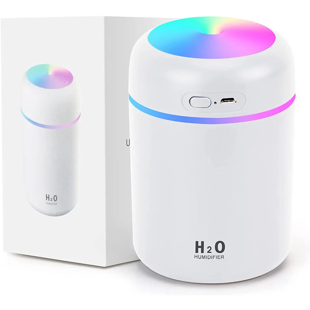 Colorful Cool Mini Humidifiers With LED Night Light USB 300ml Mist Humidifiers For Car Office Room Bedroom Portable Diffuser Ess