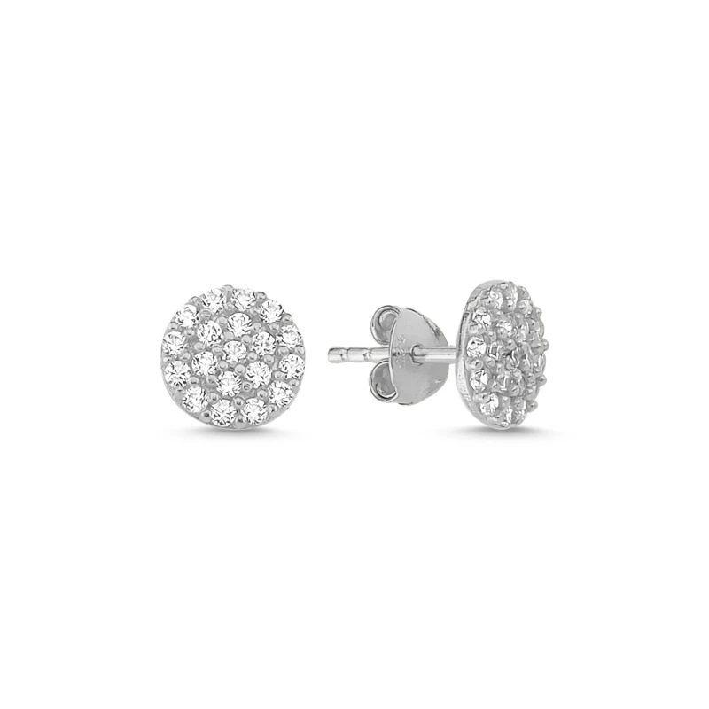 

Silver 925 Sterling Round Zircon Stone Earrings