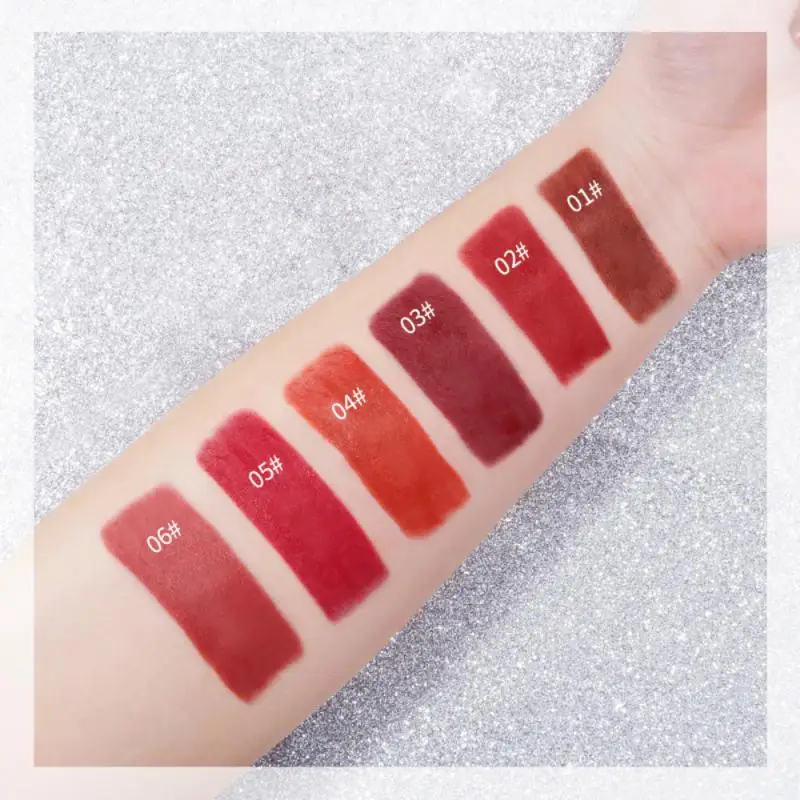 

6 Colors Matte Lipstick Tubes Waterproof Long Lasting Sexy Red Purple Lipstick Pigments Makeup Never Fade Away Cosmetics TSLM2