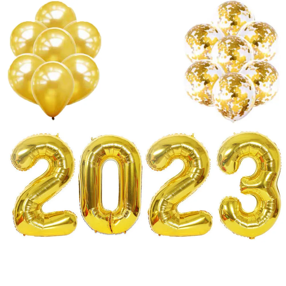 

16/32/40inch Gold Silver 2023 Number Foil Balloons Rose Gold Silver Air Ball Happy New Year Globo Christmas Decorations Supplies
