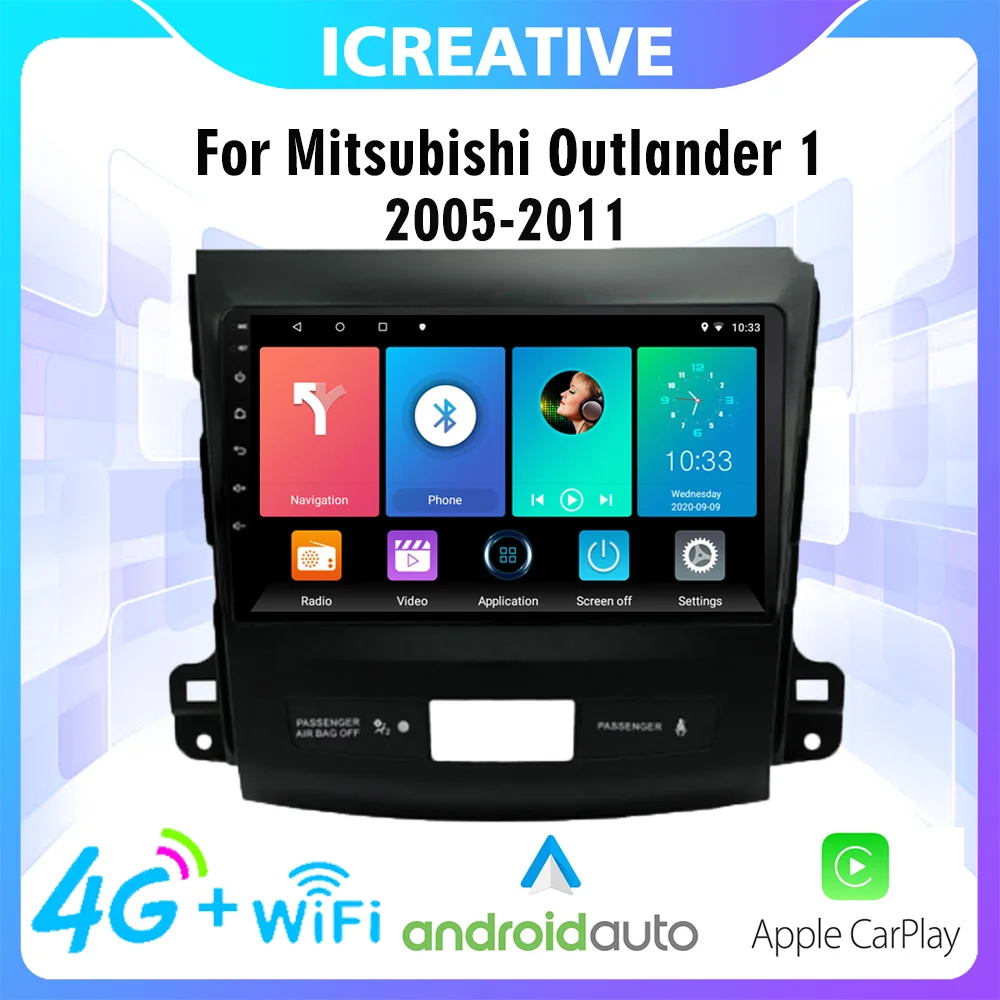 

2 Din Car Multimedia 9" Android 4G Carplay Navigation GPS Player For Mitsubishi Outlander 2005-2011 Peugeot 4007 2007 - 2012